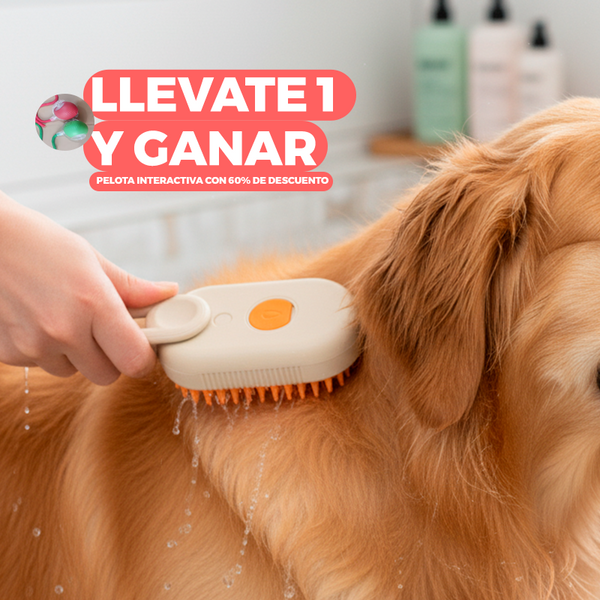 Cepillo de Vapor 3 en 1 para perros y gatos + Pelota Interactiva con 60% de DESCUENTO